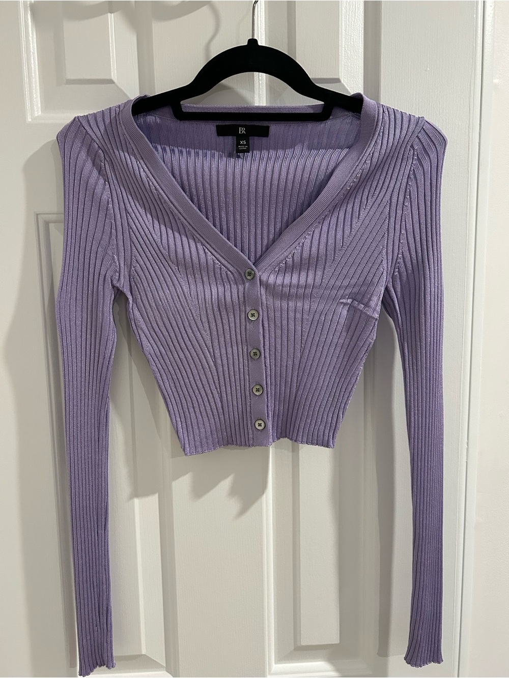 Banana Republic Lilac Ribbed Cropped Cardigan XS